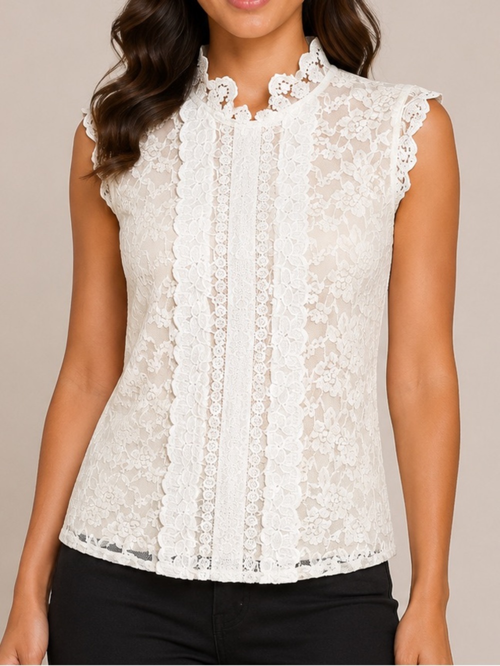 Lace Sleeveless Blouse